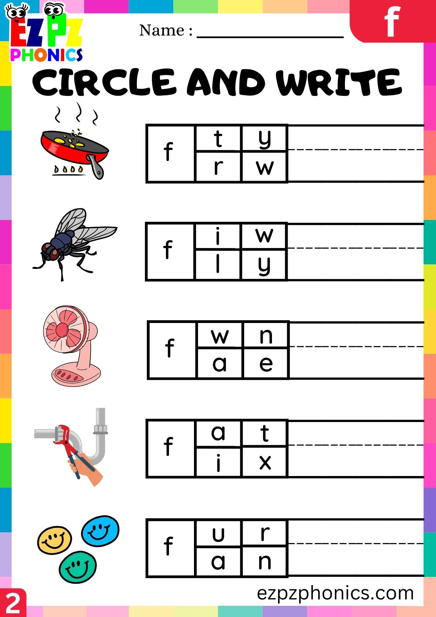 Group2 Letter F Circle And Write Beginning Sounds Worksheet
